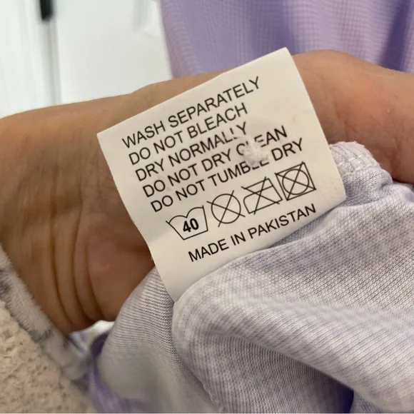 NWOT Collars & Co. Lavender Houndstooth Semi-Spread Collar Relaxed Polo Large - Picture 6 of 6